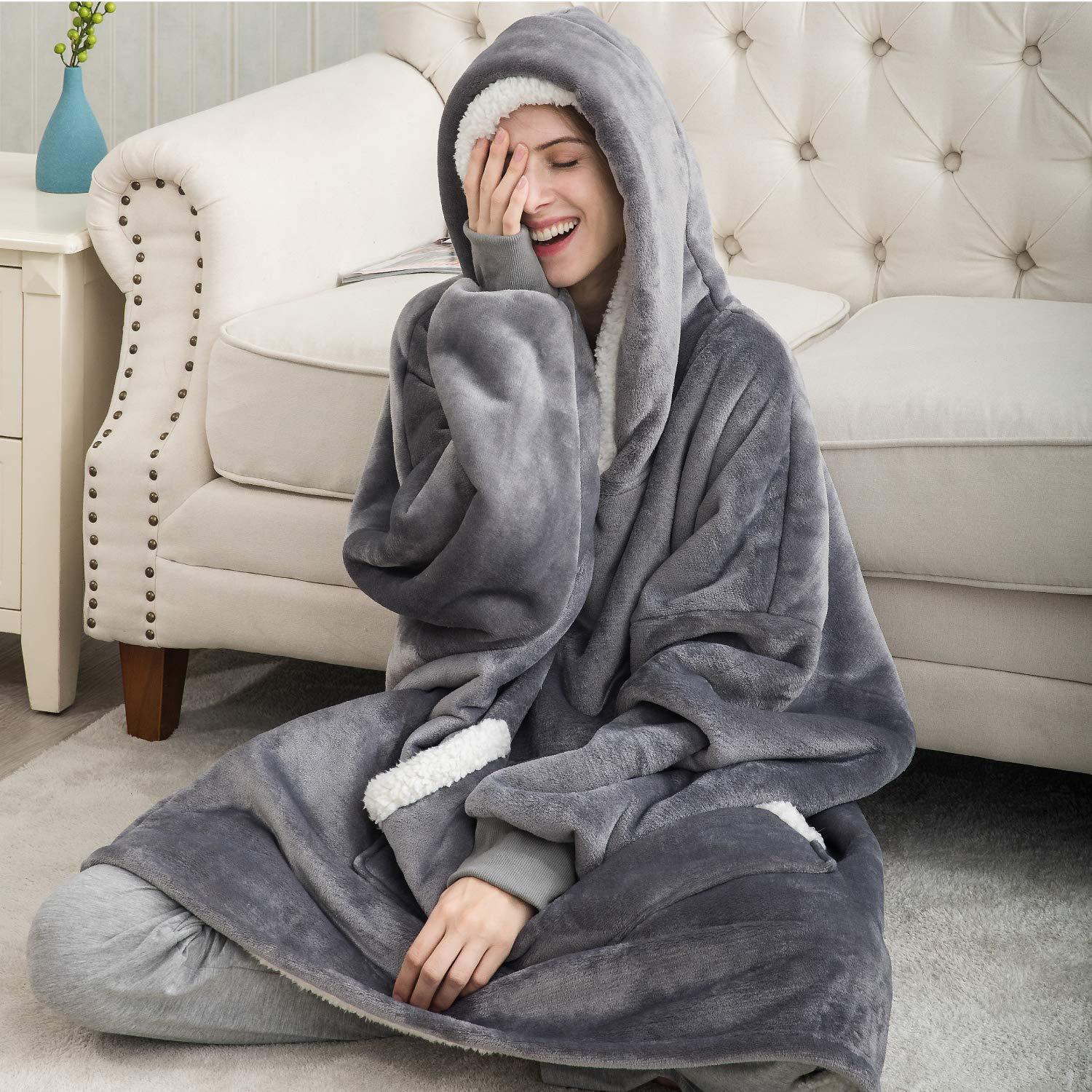 Fall/winter wearable lamb velvet lazy blanket, home casual plush sweater
