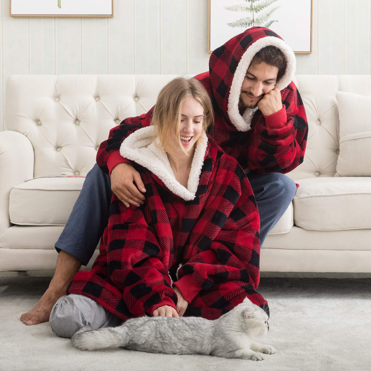 Fall/winter wearable lamb velvet lazy blanket, home casual plush sweater