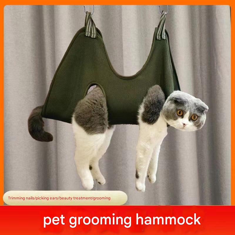 Pet cat grooming hammock