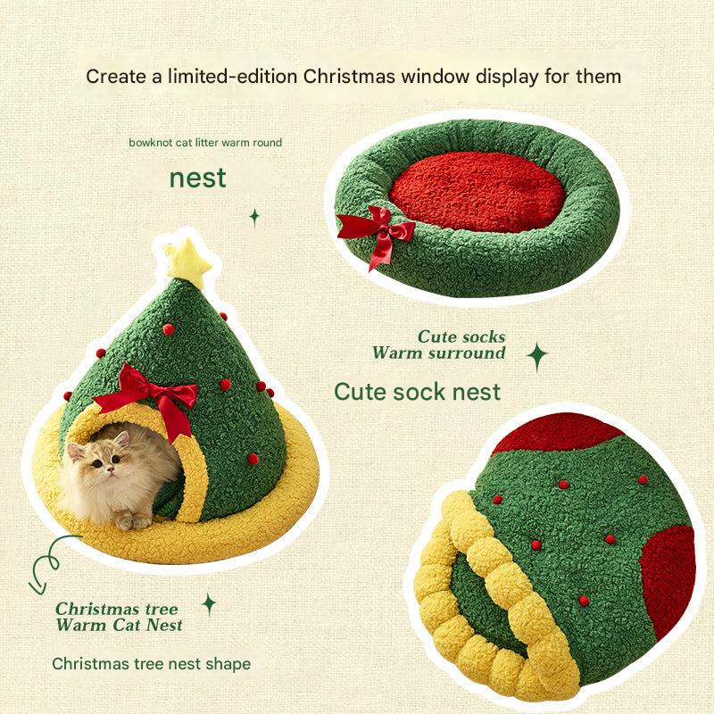 Christmas cat bed