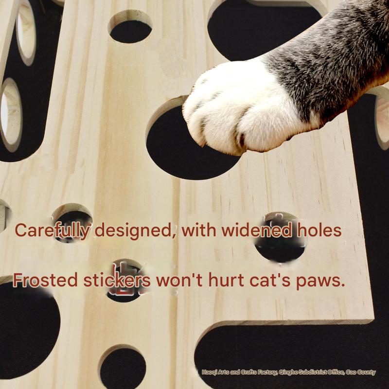 Solid wood fun maze cat toy