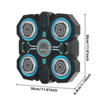 Musical Boxing Machine, Smart Children's Toy for Home Use with blue and gray design, showing measurements on a white background