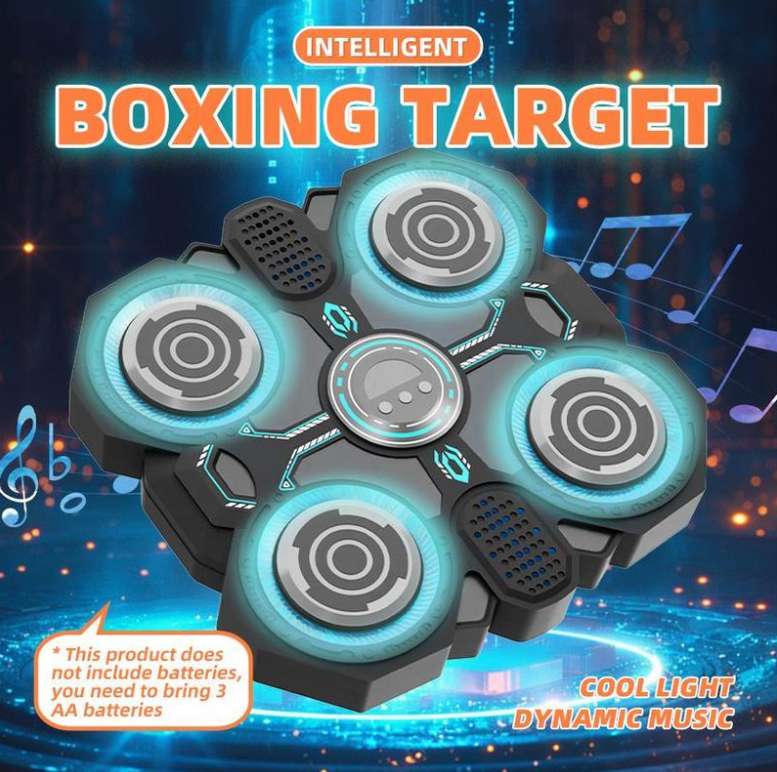 Intelligent boxing target with cool light and dynamic music on a vibrant background