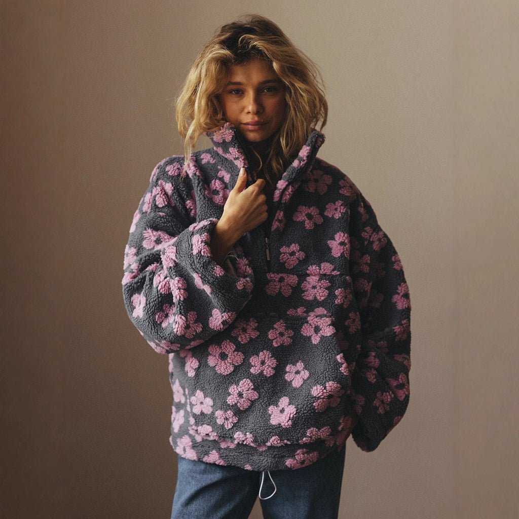 Women Stand Neck Fleece Cropped Hoodies