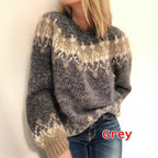 New women's autumn and winter casual loose mohair chunky knit printed women's sweater