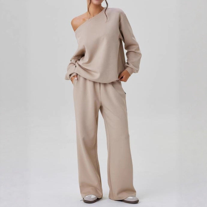 New off-shoulder sporty casual fashion two-piece set