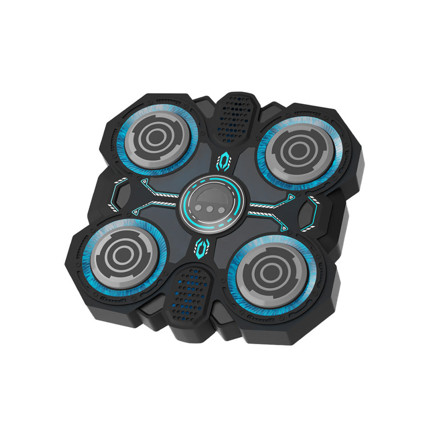Black and blue Musical Boxing Machine, Smart Children's Toy for Home Use with circular components on a white background