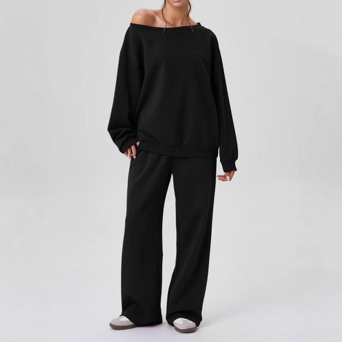 New off-shoulder sporty casual fashion two-piece set