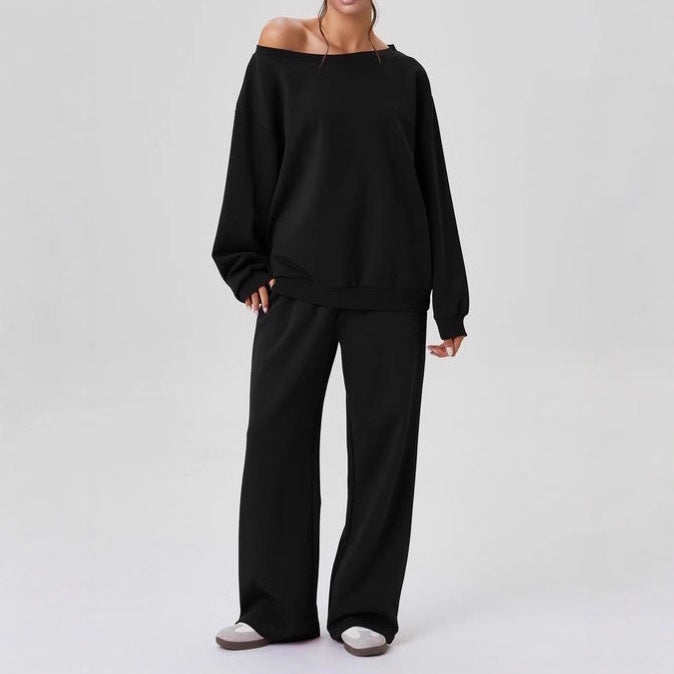 New off-shoulder sporty casual fashion two-piece set