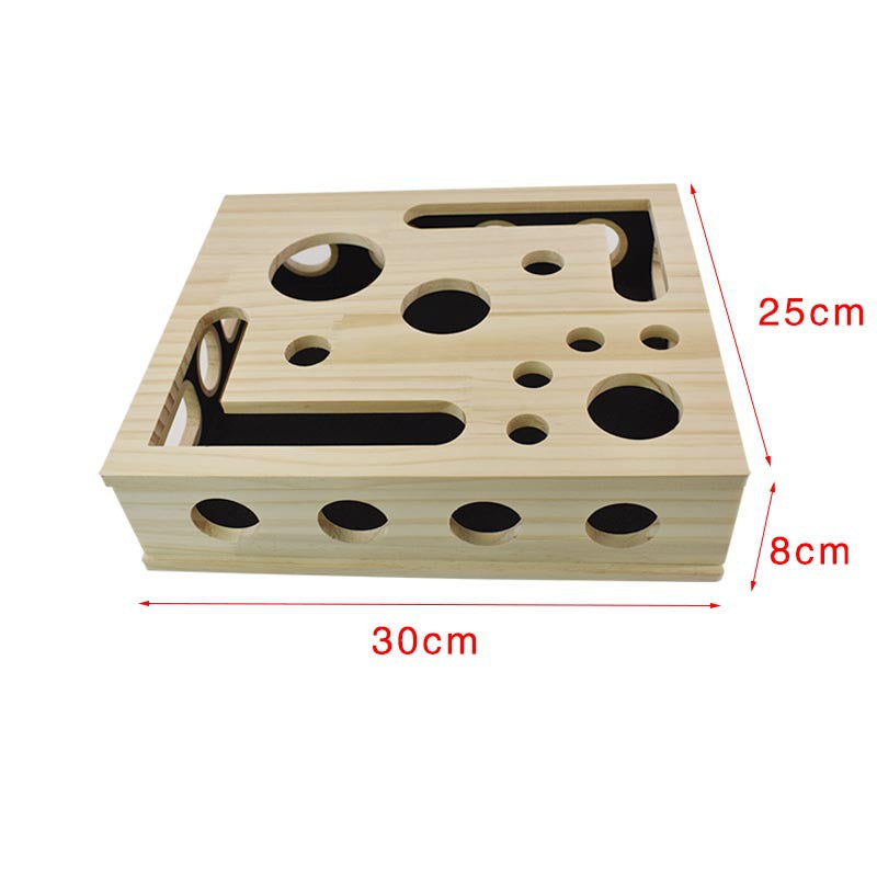 Solid wood fun maze cat toy