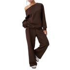 New off-shoulder sporty casual fashion two-piece set