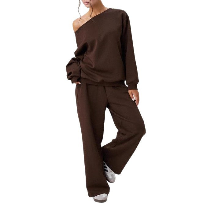 New off-shoulder sporty casual fashion two-piece set