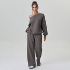 New off-shoulder sporty casual fashion two-piece set