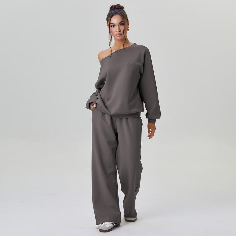 New off-shoulder sporty casual fashion two-piece set