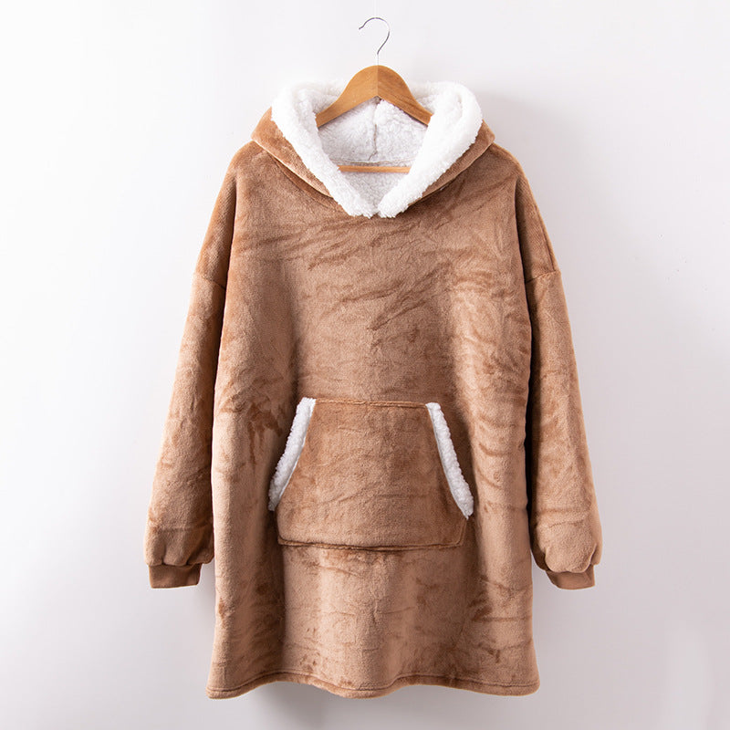Fall/winter wearable lamb velvet lazy blanket, home casual plush sweater