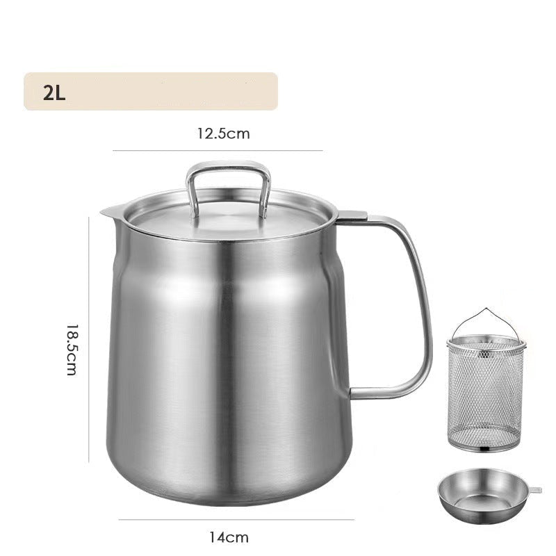 Stainless steel pot with lid and accessories on a white background