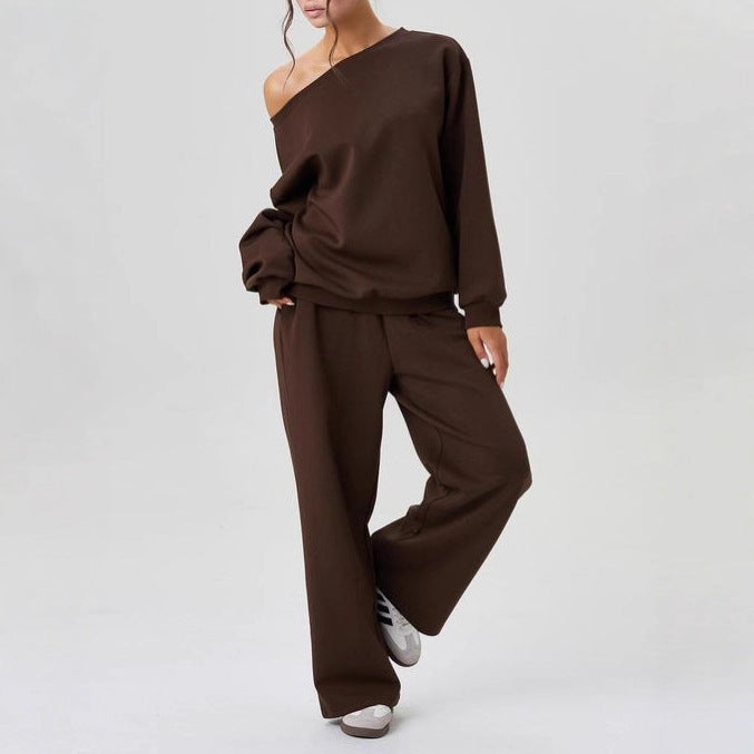 New off-shoulder sporty casual fashion two-piece set