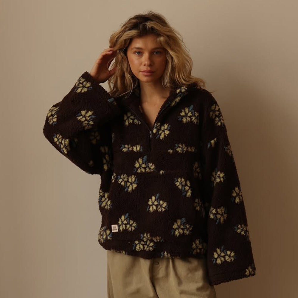 Women Stand Neck Fleece Cropped Hoodies