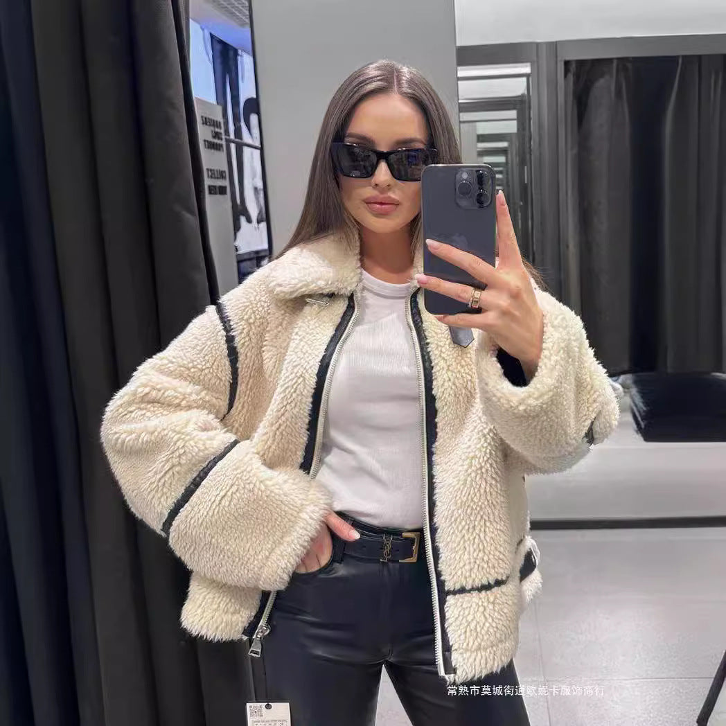 Autumn and winter new lamb wool jacket women