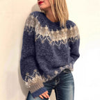 New women's autumn and winter casual loose mohair chunky knit printed women's sweater