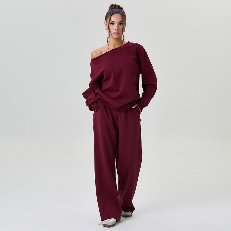 New off-shoulder sporty casual fashion two-piece set