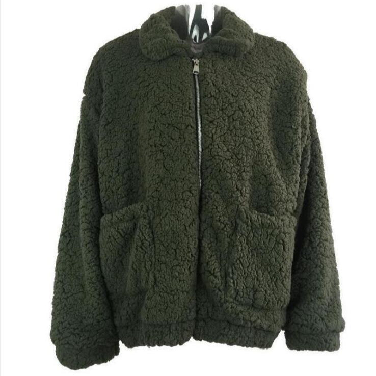 Coat, Autumn and Winter Long Sleeve Lapel Warm Faux Fur Fleece