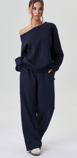 New off-shoulder sporty casual fashion two-piece set