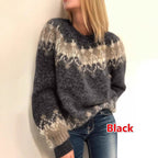 New women's autumn and winter casual loose mohair chunky knit printed women's sweater