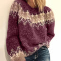 New women's autumn and winter casual loose mohair chunky knit printed women's sweater