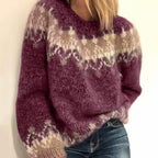 New women's autumn and winter casual loose mohair chunky knit printed women's sweater